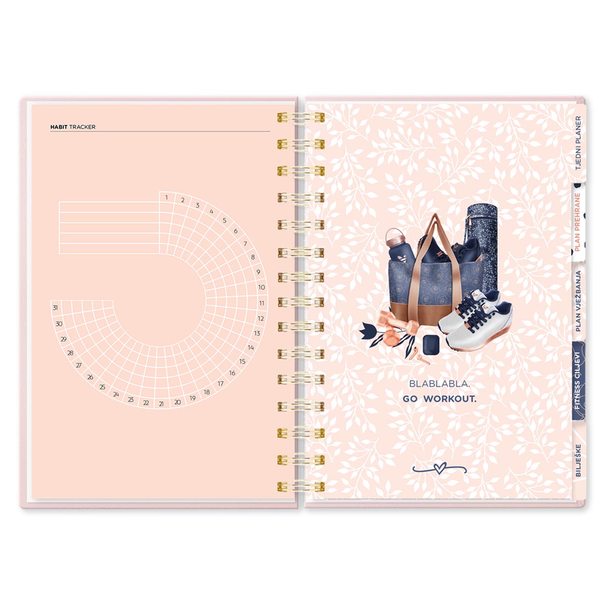 Fitness planer unbutrašnjost, rubrika habit tracker