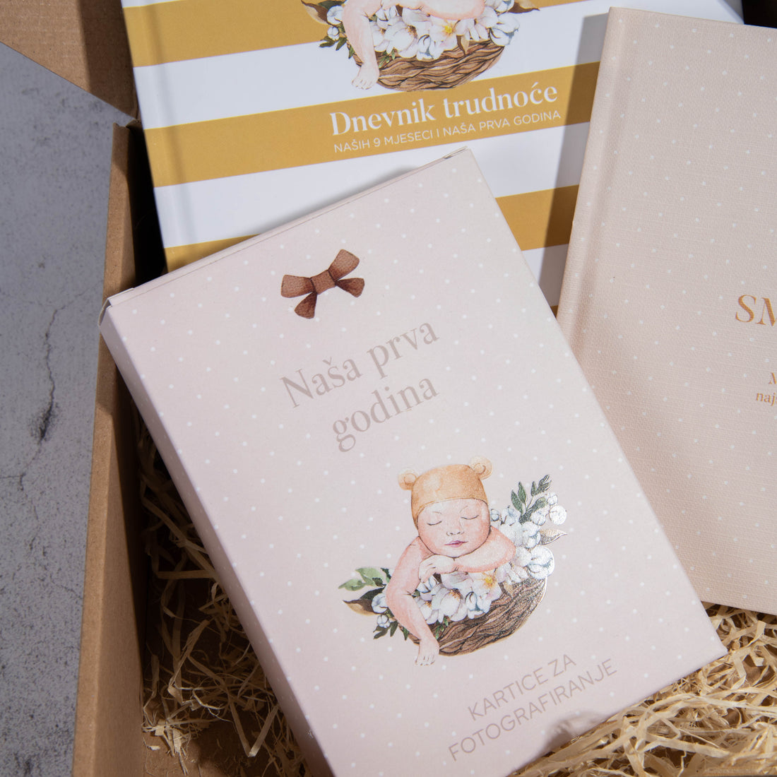 My baby set kutija sa dizajnom, planner boutique, sadržaj, kartice za fotografiranje, dnevnik trudnoće, smijuljica