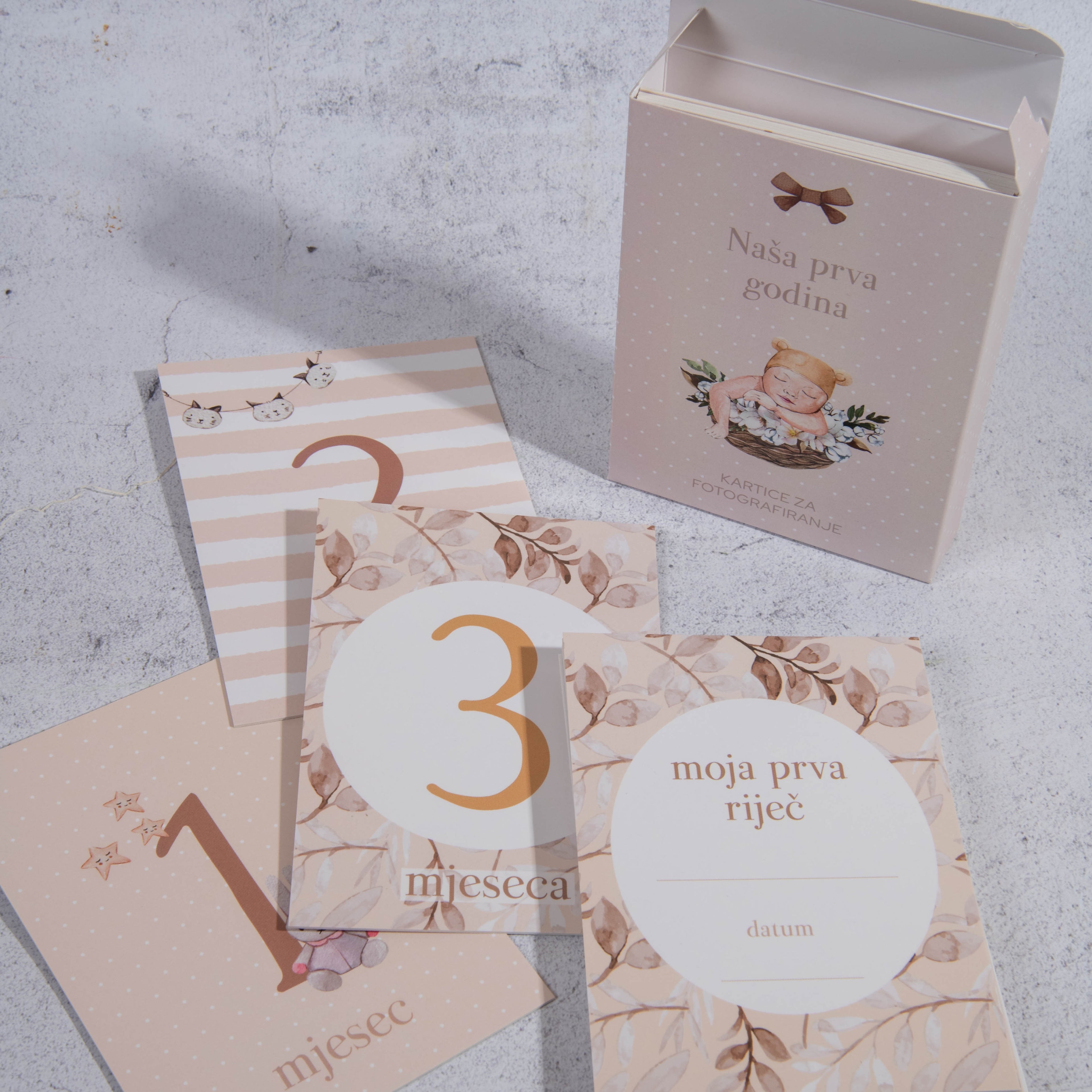 My baby set kutija sa dizajnom, planner boutique, kartice za fotografiranje Naša prva godina