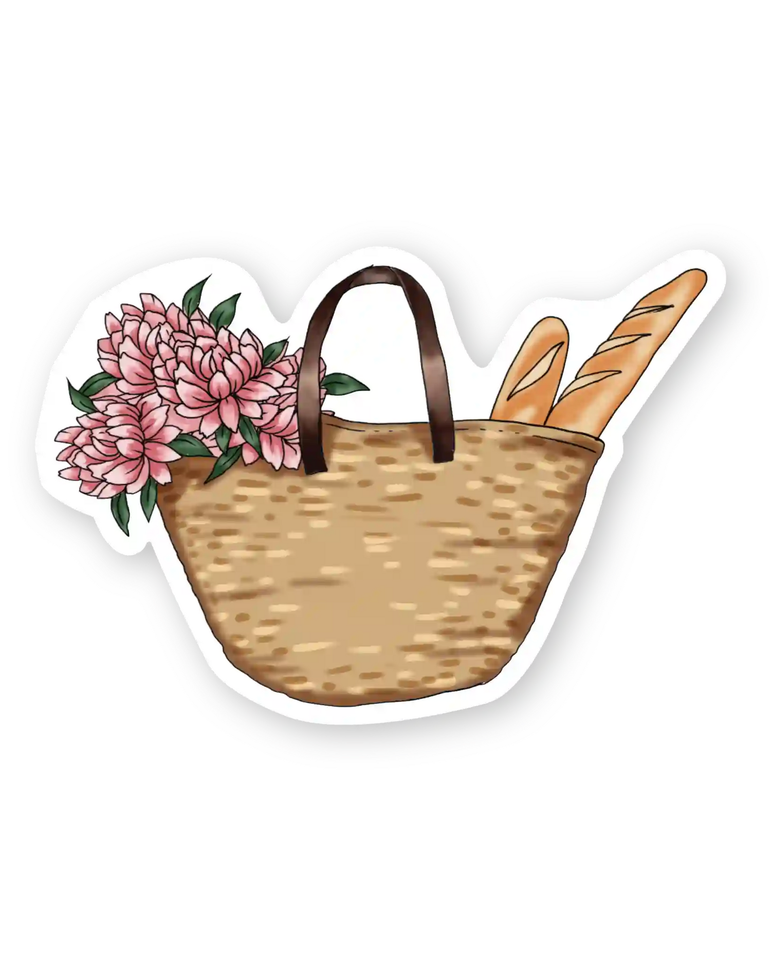Naljepnice za planer La Parissiene ilustracije detalj košara s cvijećem i francuskim kruhom