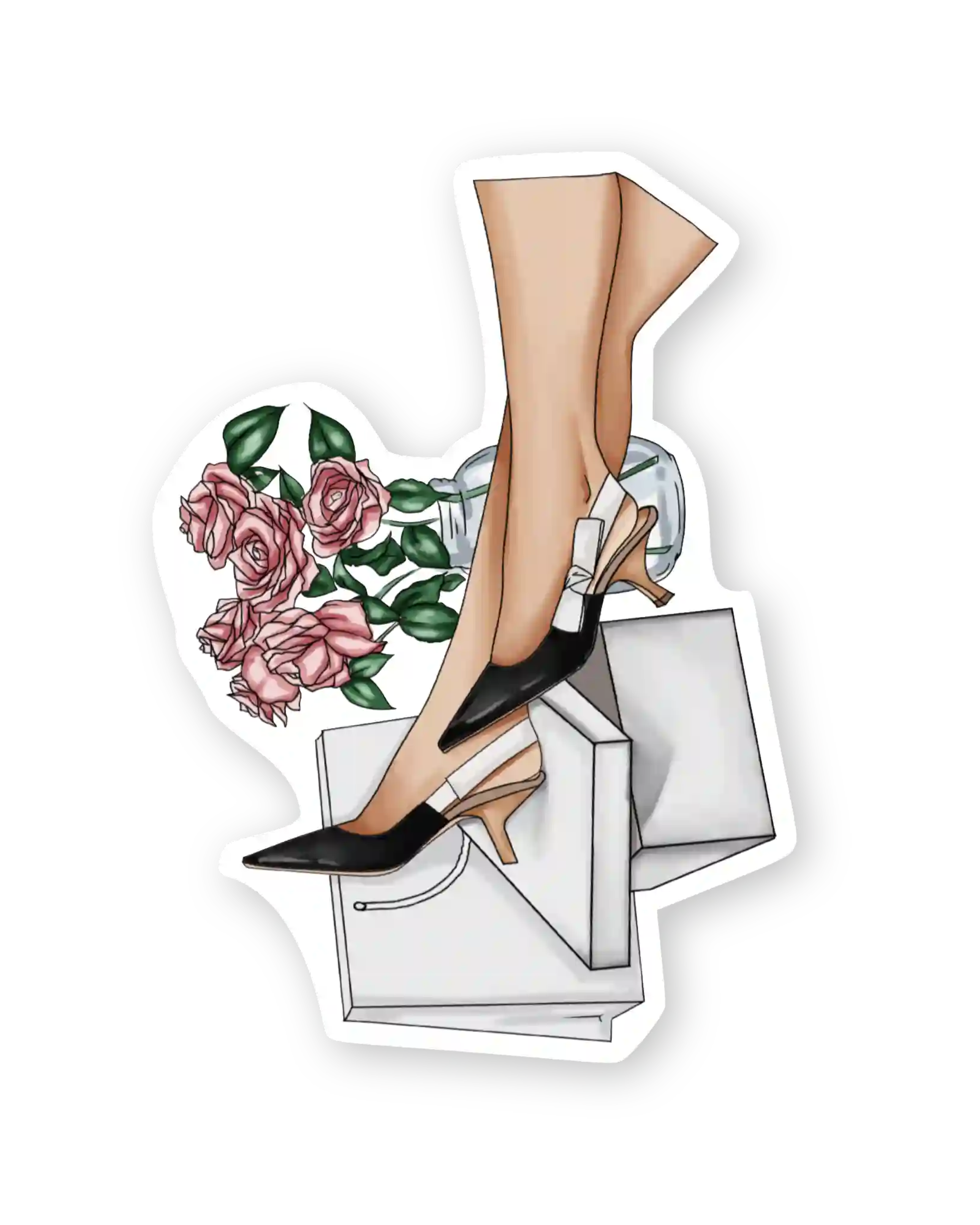 Naljepnice za planer La Parissiene ilustracije detalj ženske noge u sandalama i buket cvijeća
