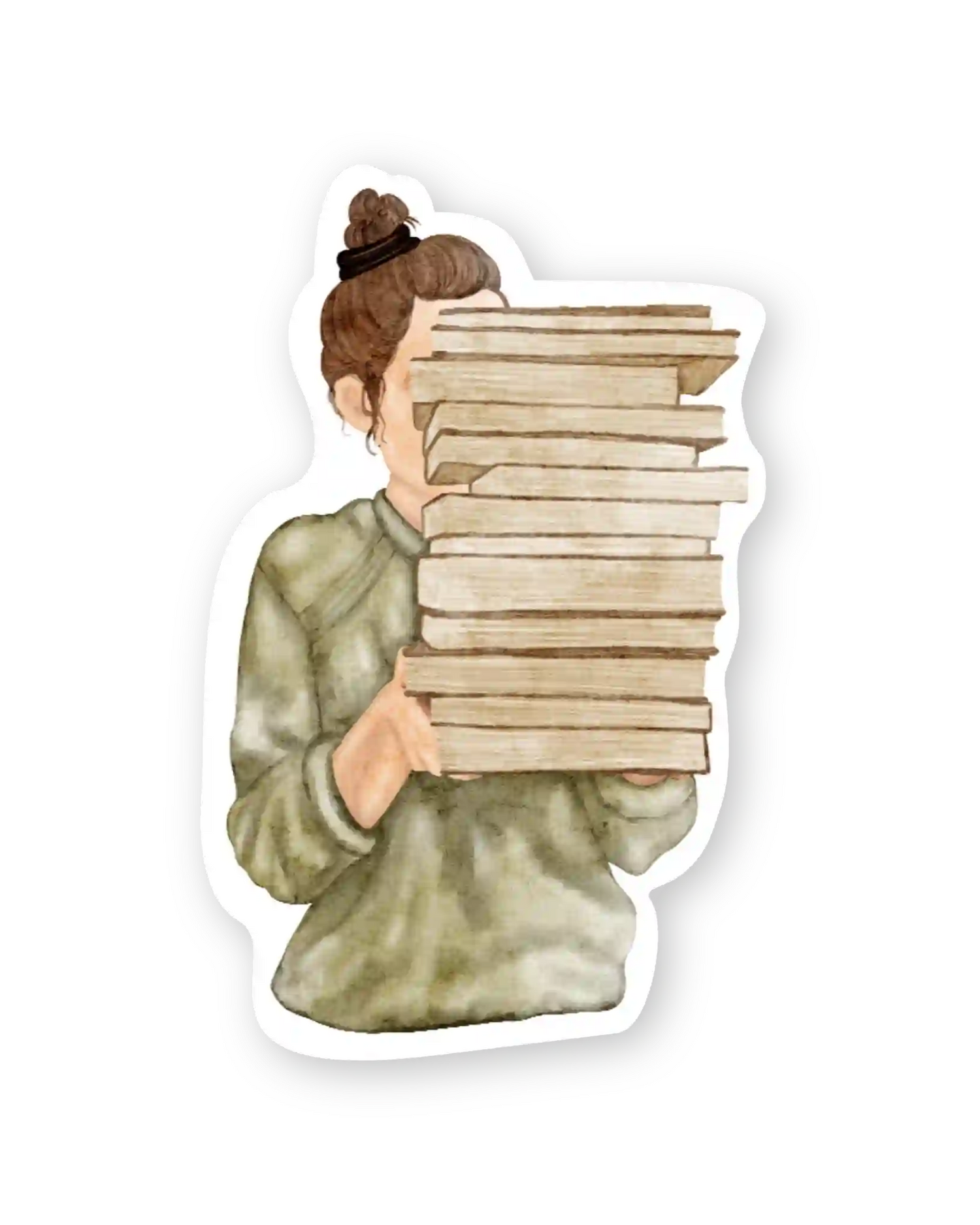 Naljepnice za planer Litterary Lady ilustracije detalj  djevojka nosi knjige u rukama