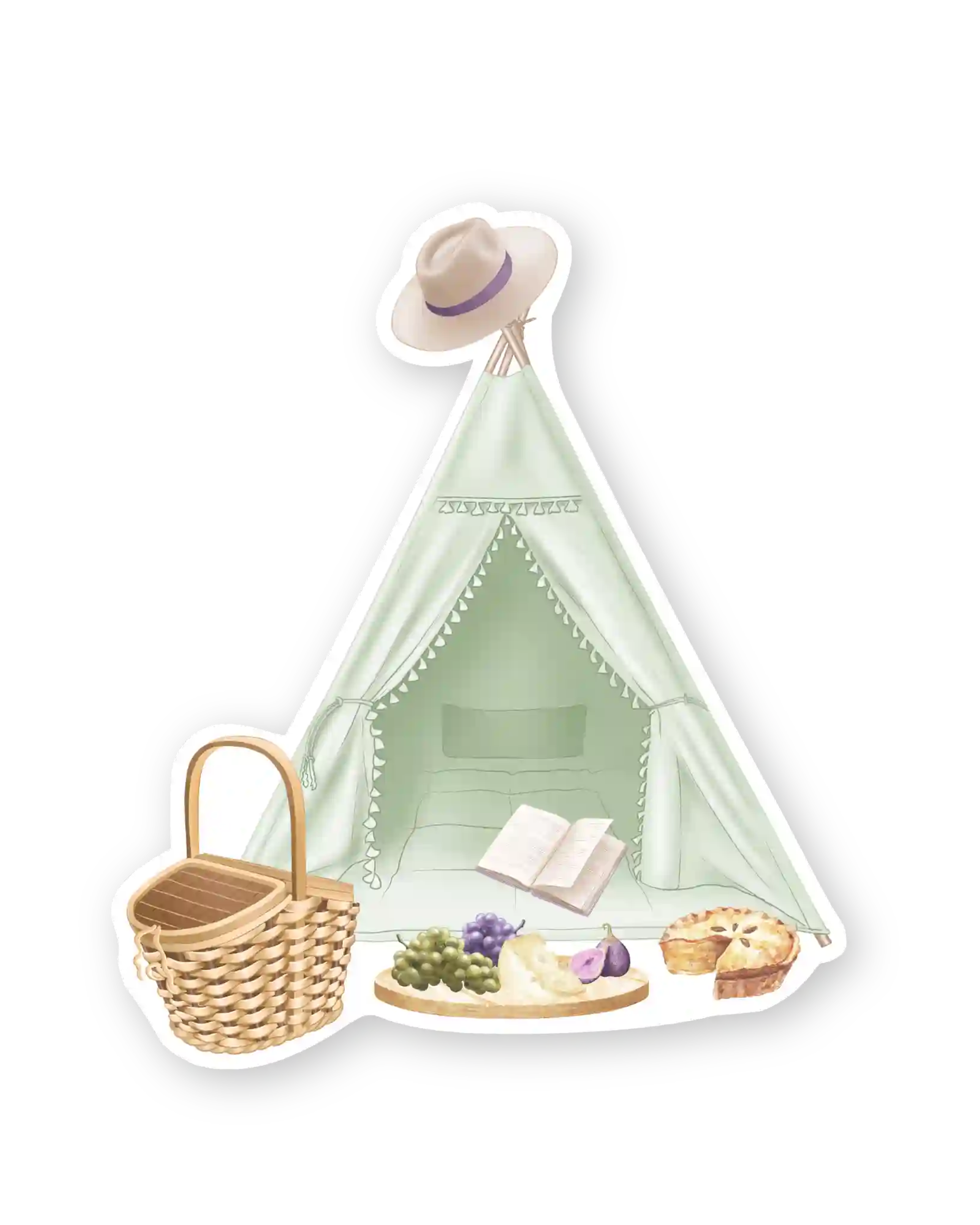 Naljepnice za planer Blankets and Baskets, ilustracije detalj šator za piknik