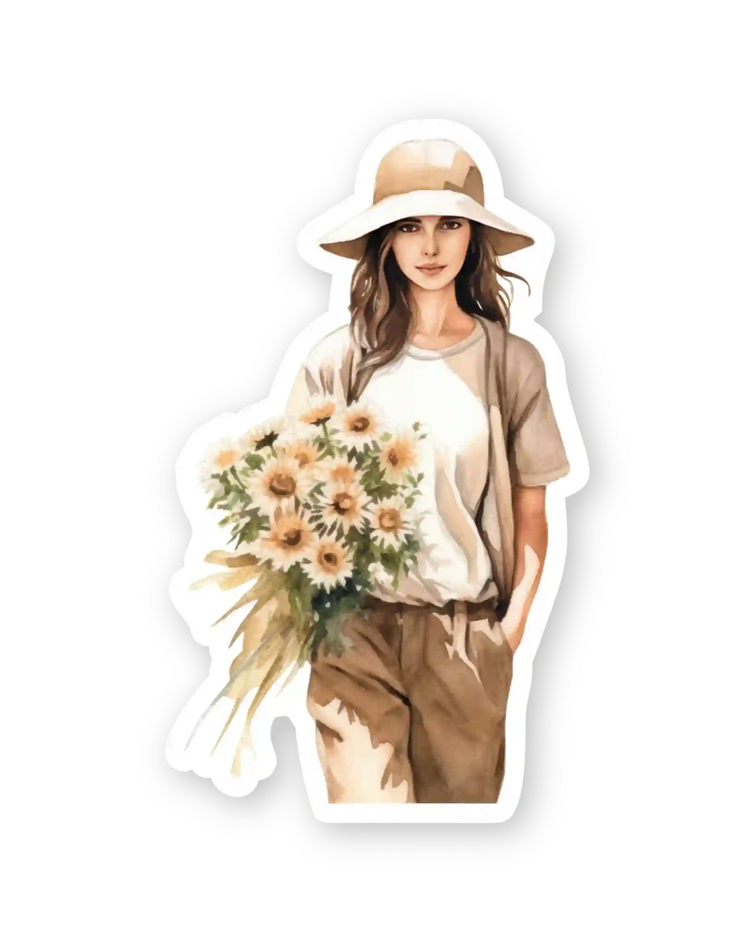 Naljepnice za planer The Daisy Patch ilustracije detalj djevojka sa buketom tratinčica