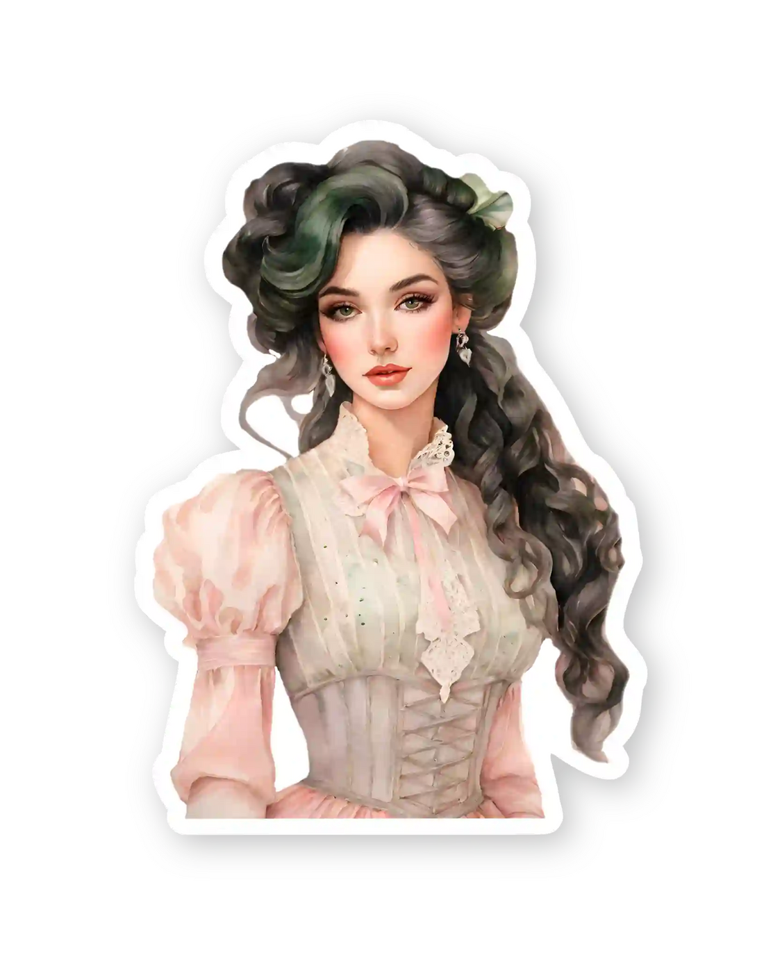 Set naljepnica za planer Everlasting, ilustracija djevojka duge crne kose