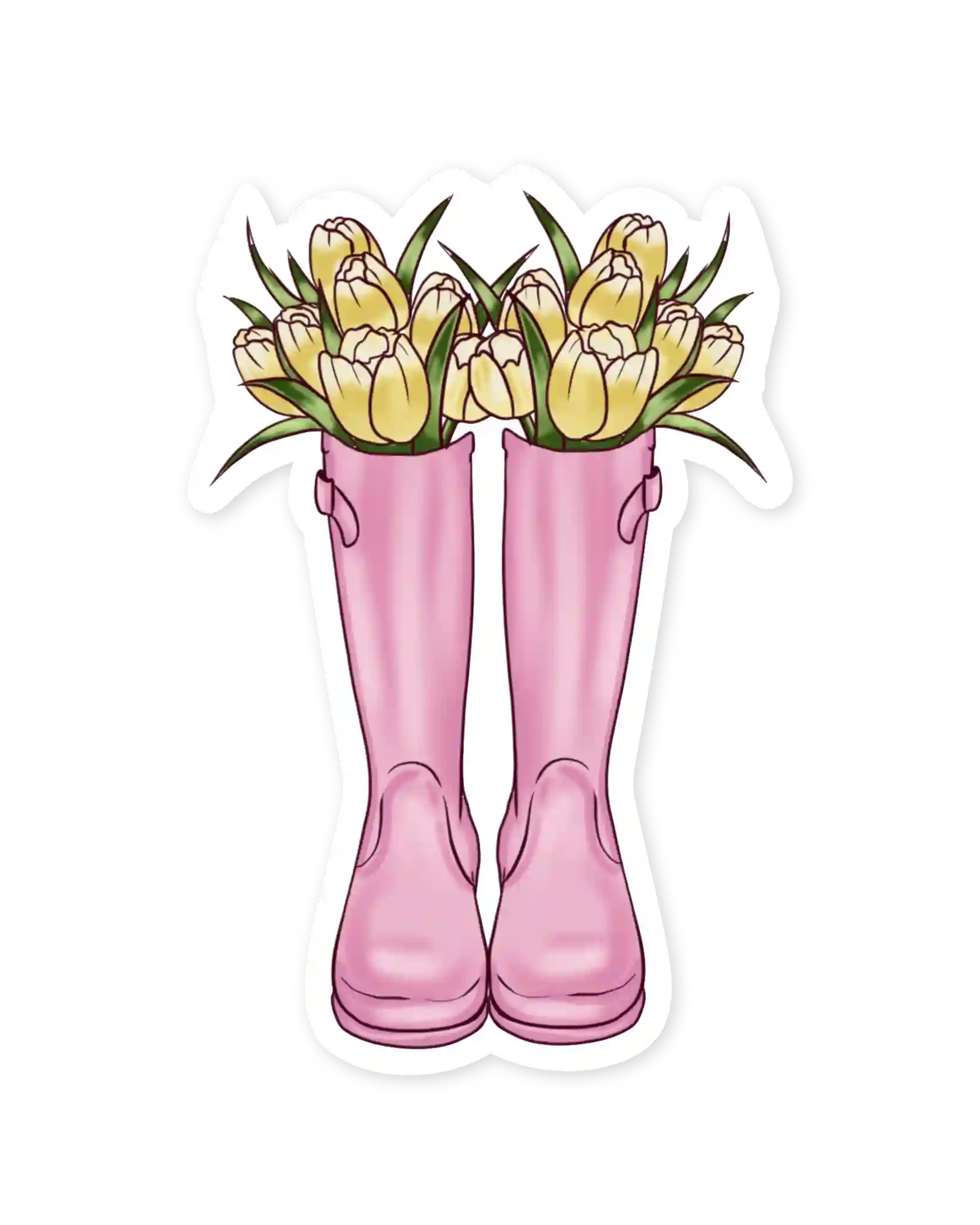 Naljepnice za planer Hop Into Spring ilustracije detalj pink čizme s tulipanima