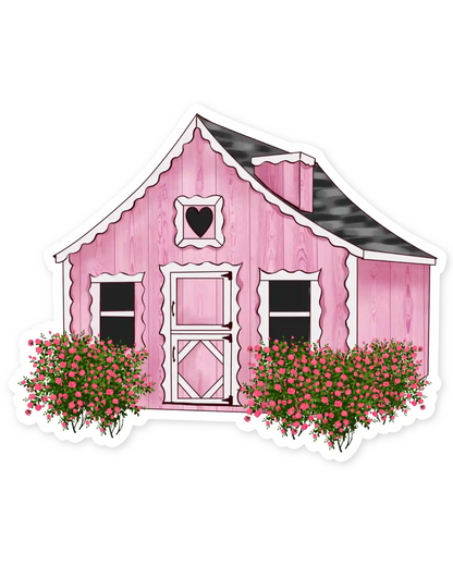 Naljepnice za planer Hop Into Spring ilustracije detalj pink farmerska kućica u cvijeću