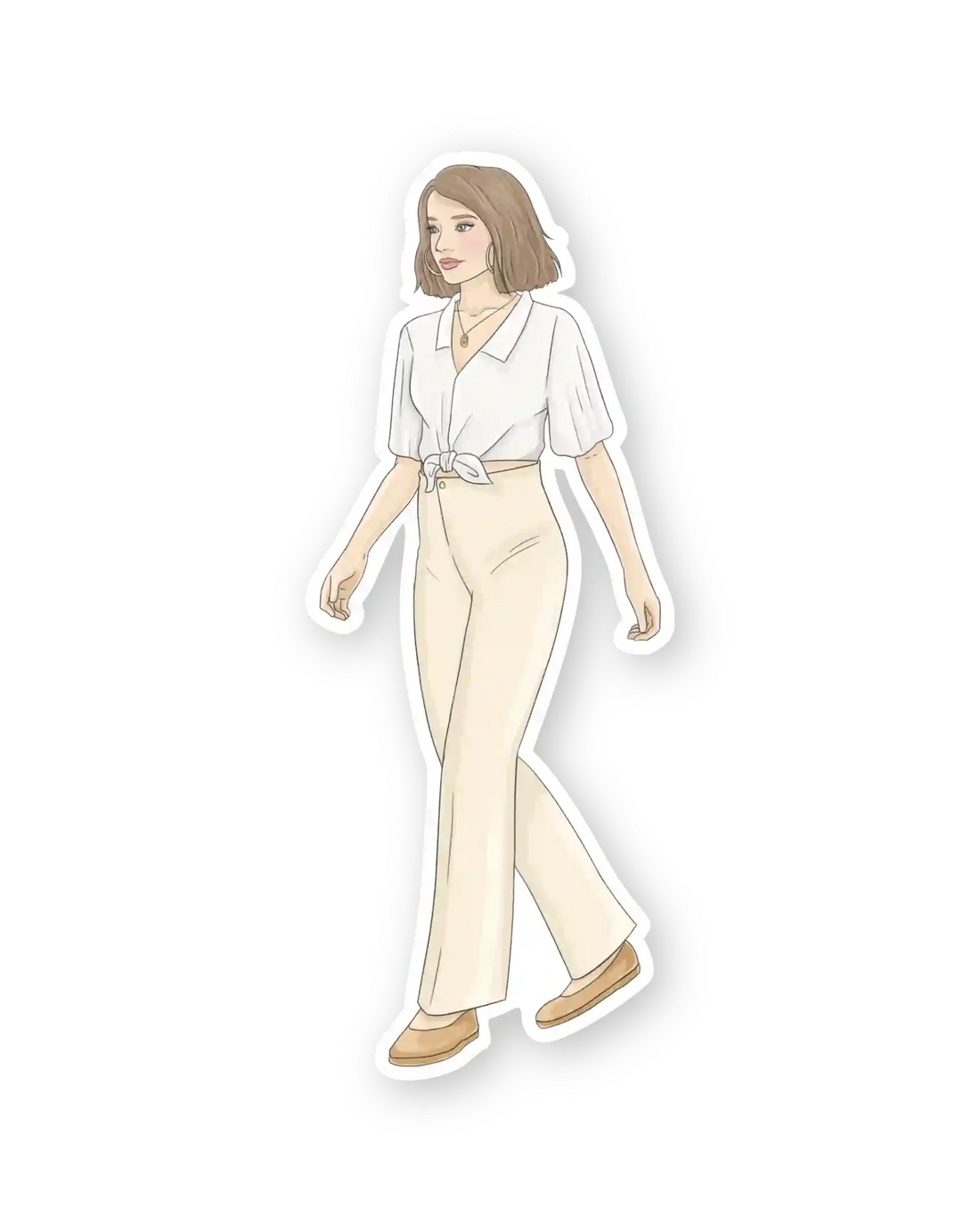 Set naljepnica za planer Planner retreat ilustracije detalj žena u hlačama kratke smeđe kose