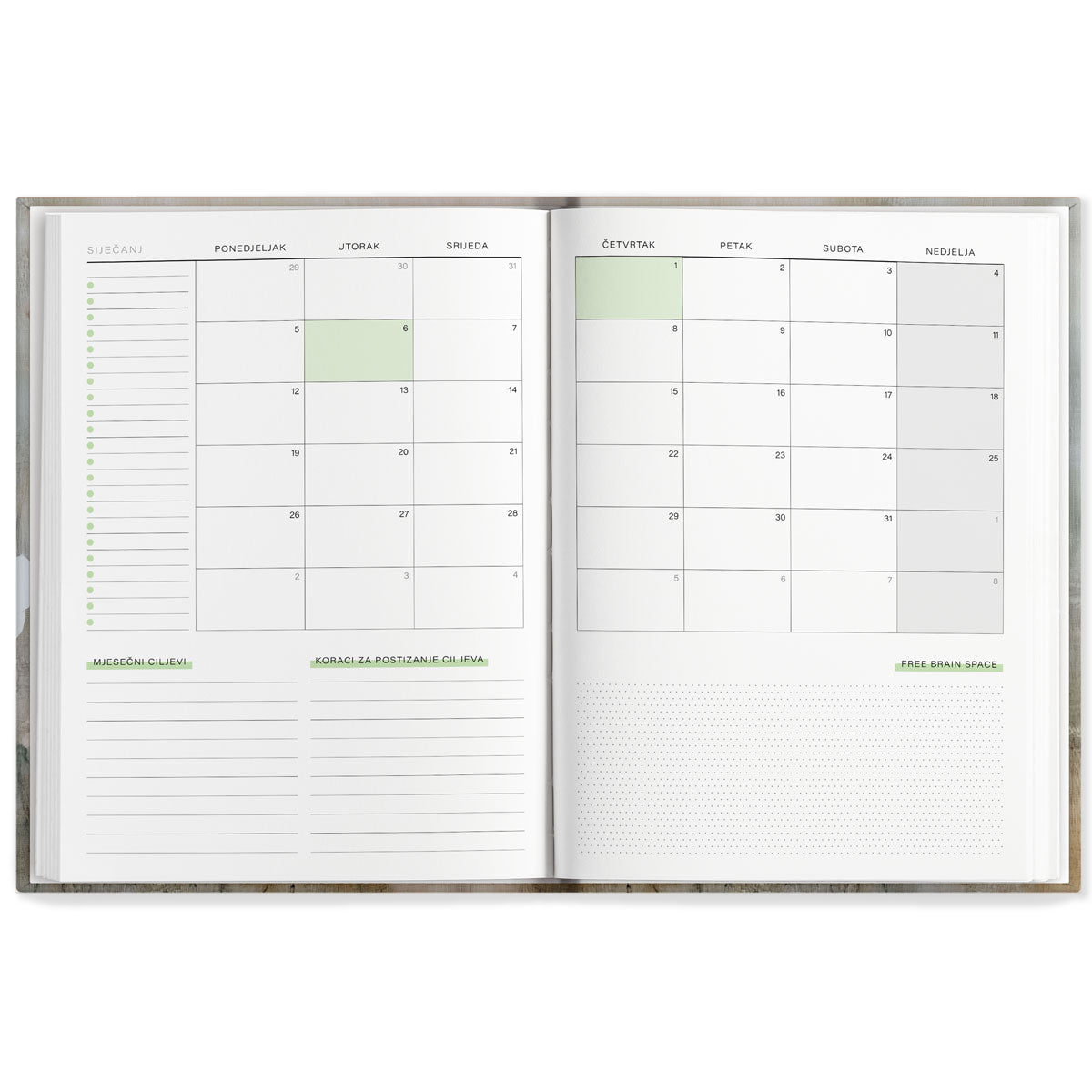 Business planer 2026 rubrika mjesečni planer