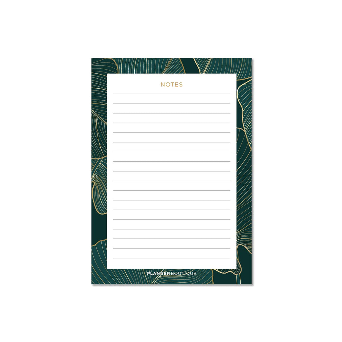 to do lista, blokić A6 dimenzija, dizajn zelena pozadina s zlatnim crtama by planner Boutique