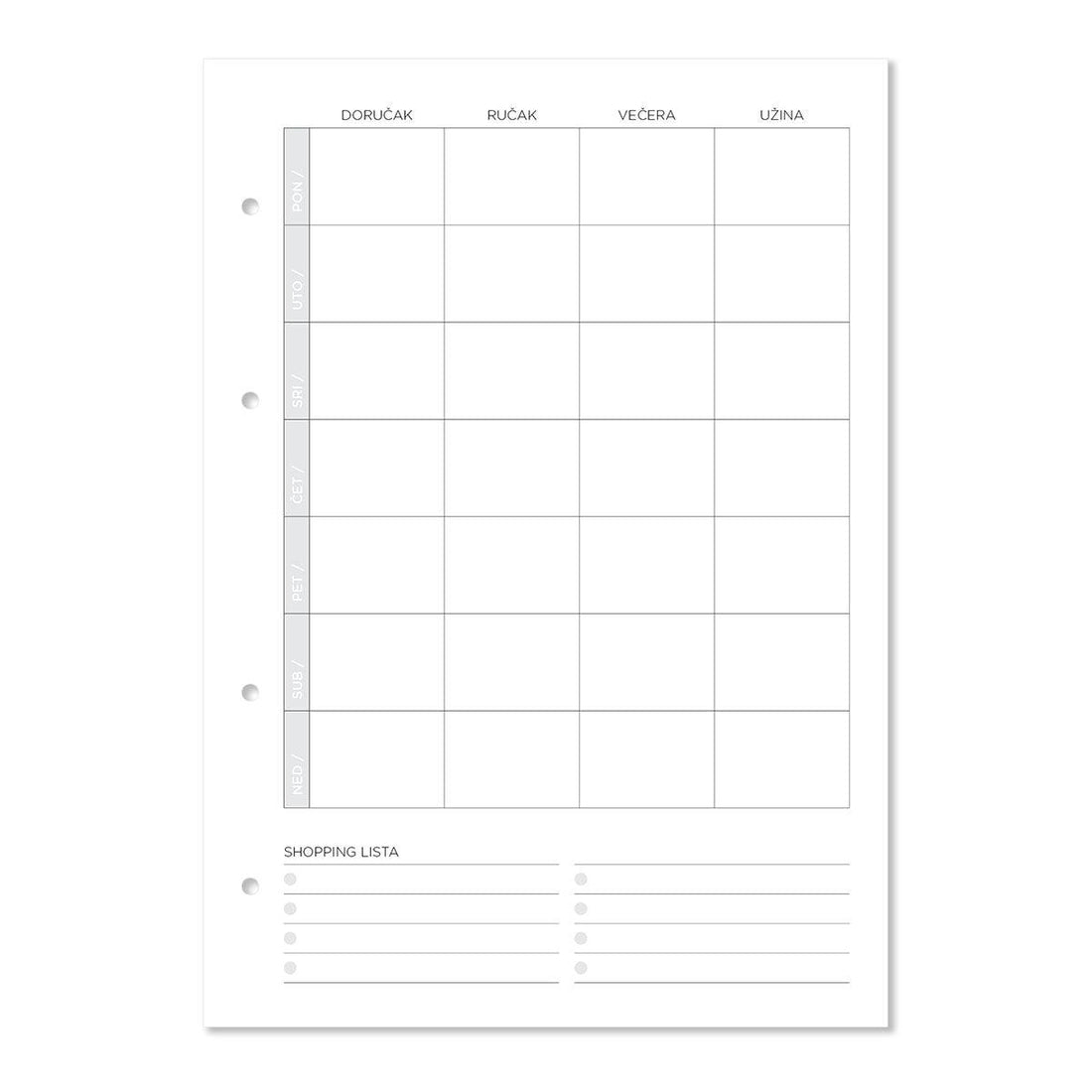 Planer obroka dodatak - Planner boutique