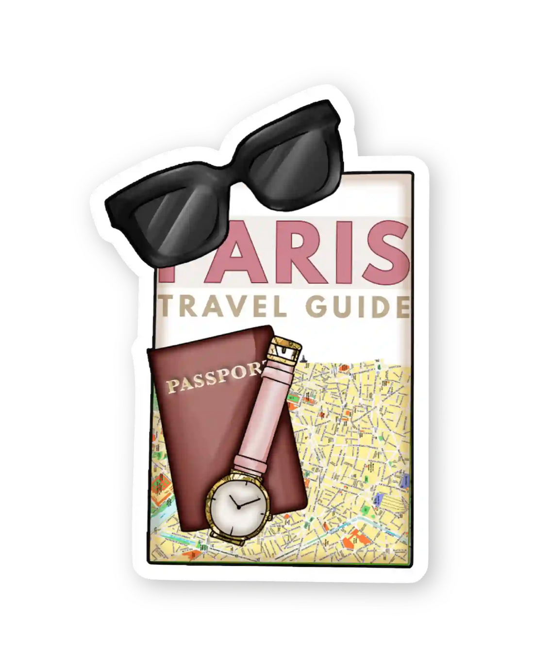 Naljepnice za planer La Parissiene ilustracije detalj travel guide, putovnica, sat i naočale
