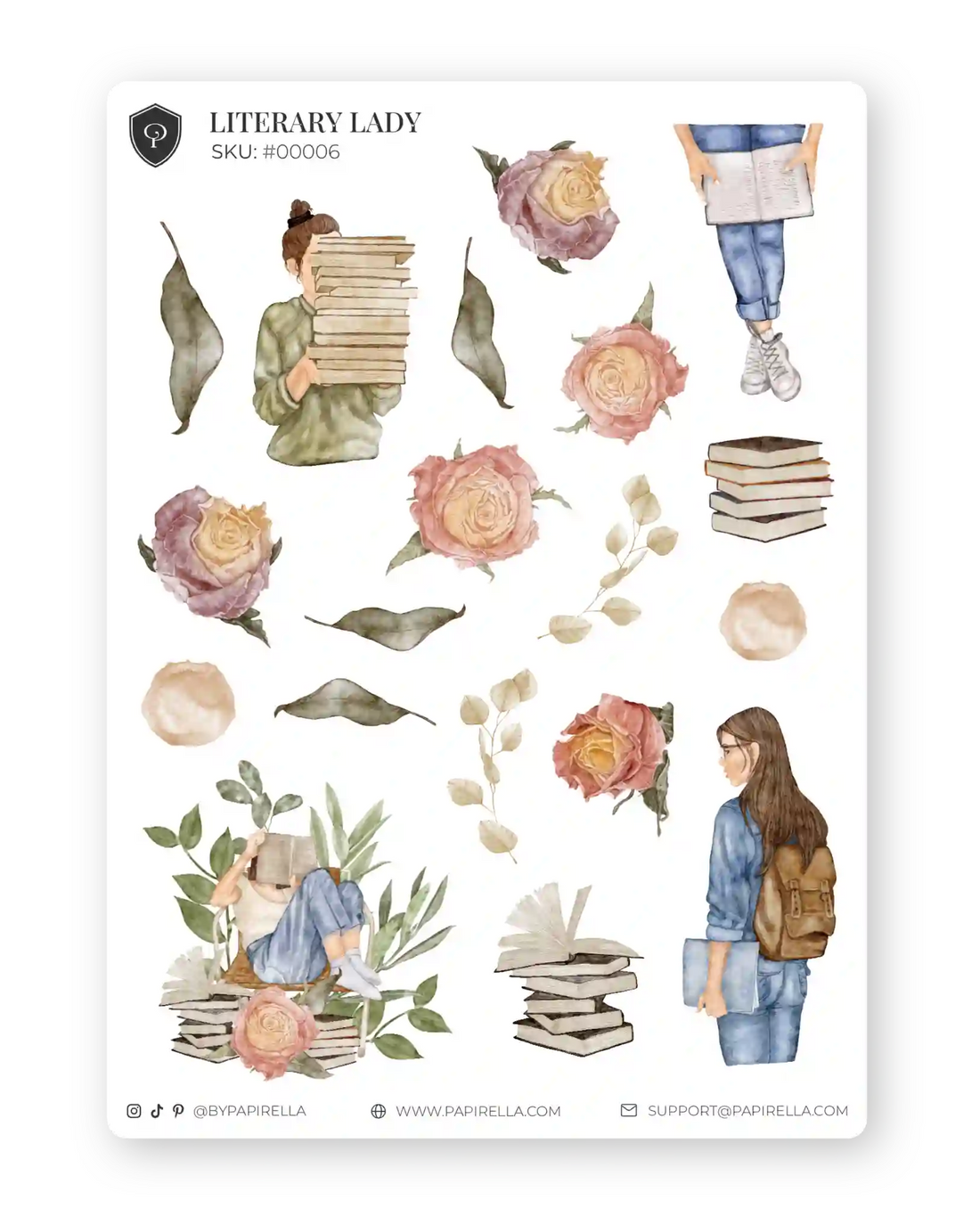 Naljepnice za planer Litterary Lady ilustracije