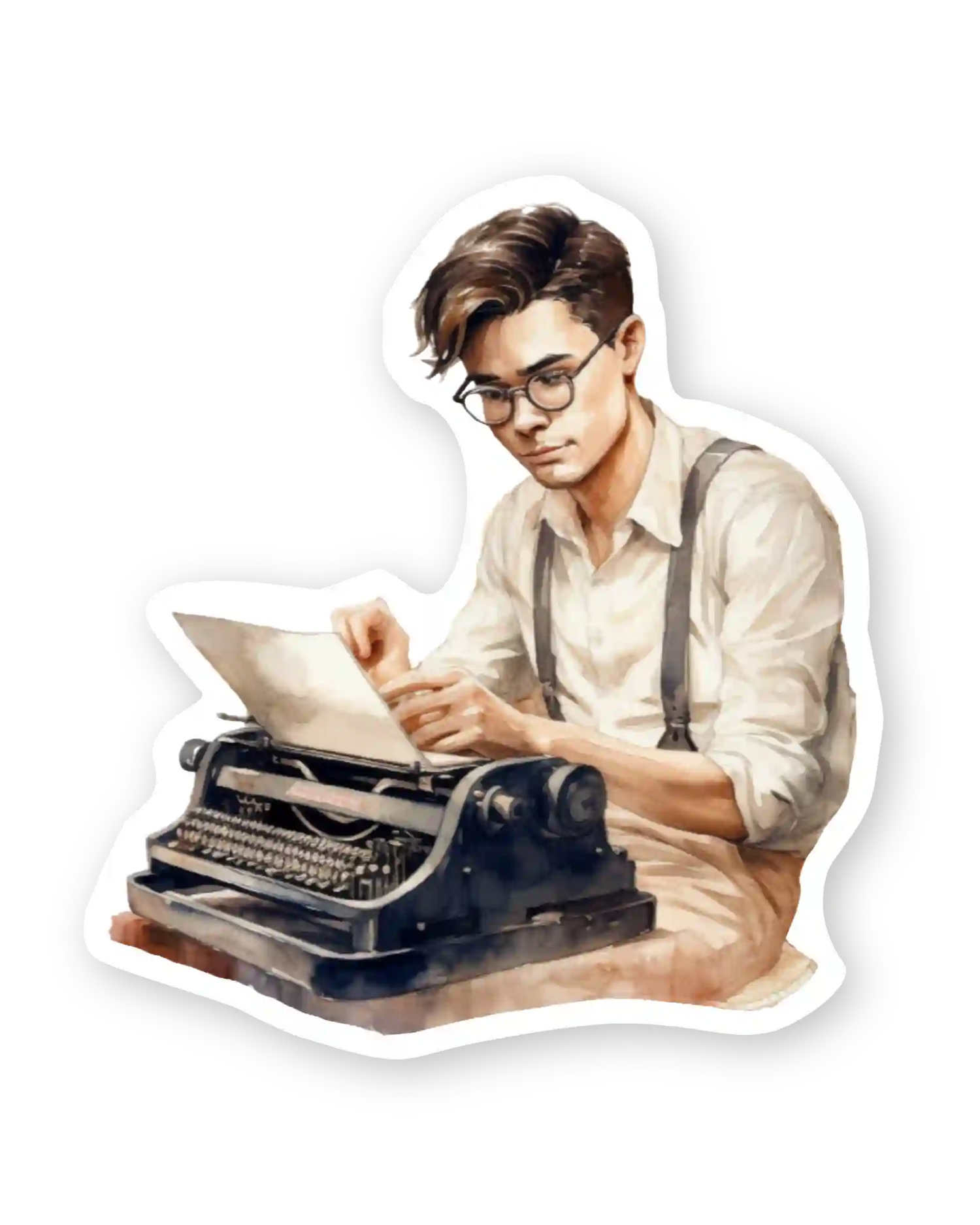 Naljepnice za planer Sttoryteller detalj muškarac piše na pisaćoj mašini