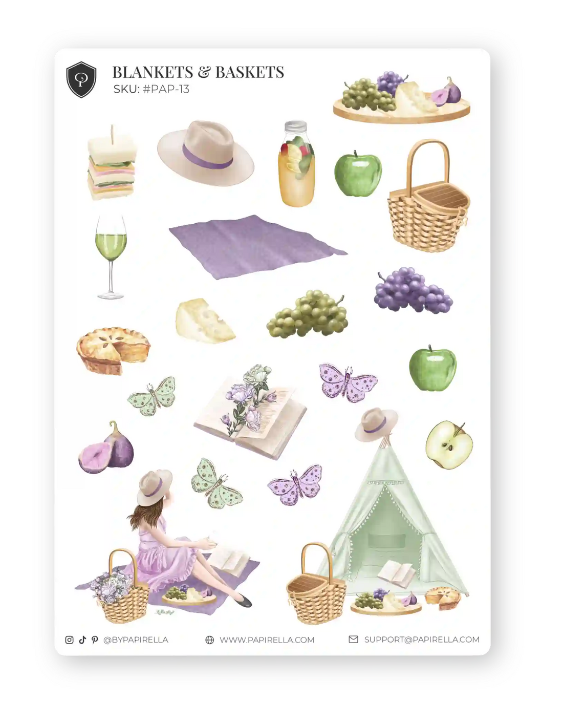 Naljepnice za planer Blankets and Baskets, ilustracije