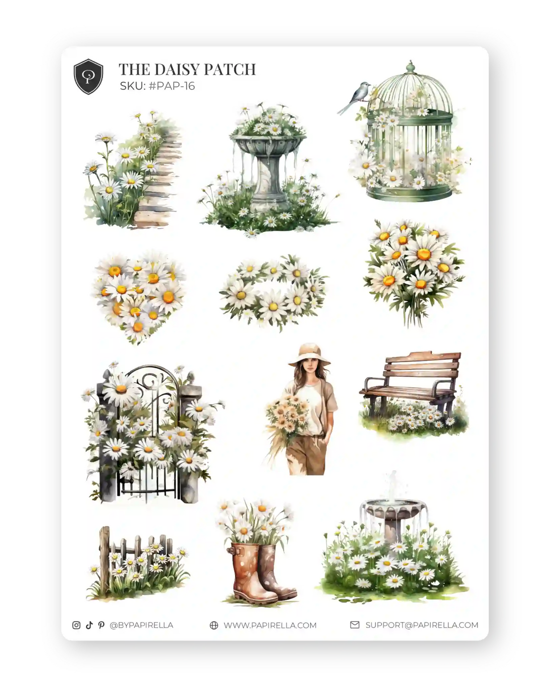 Naljepnice za planer The Daisy Patch ilustracije