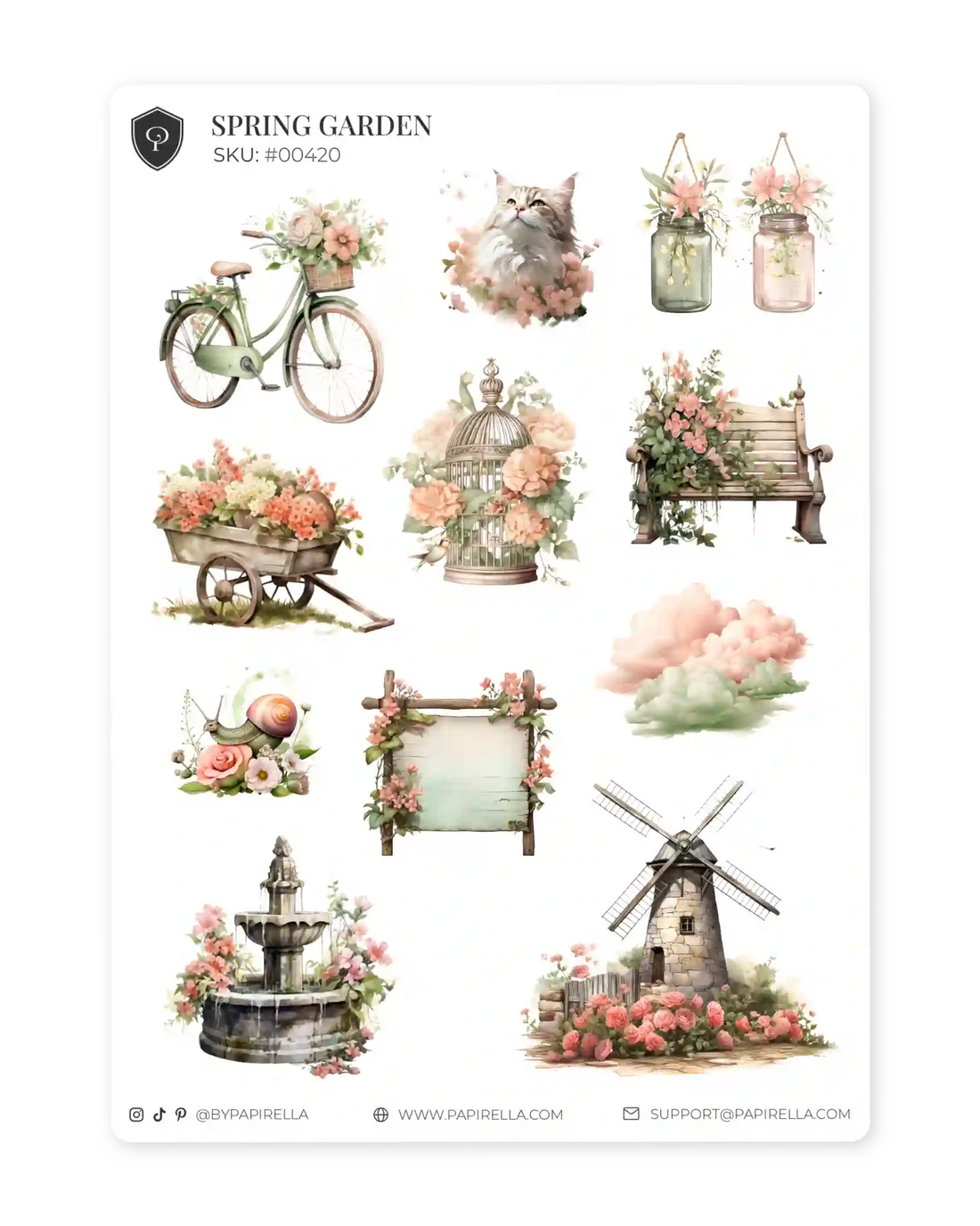 Naljepnice za planer Spring garden, ilustracije