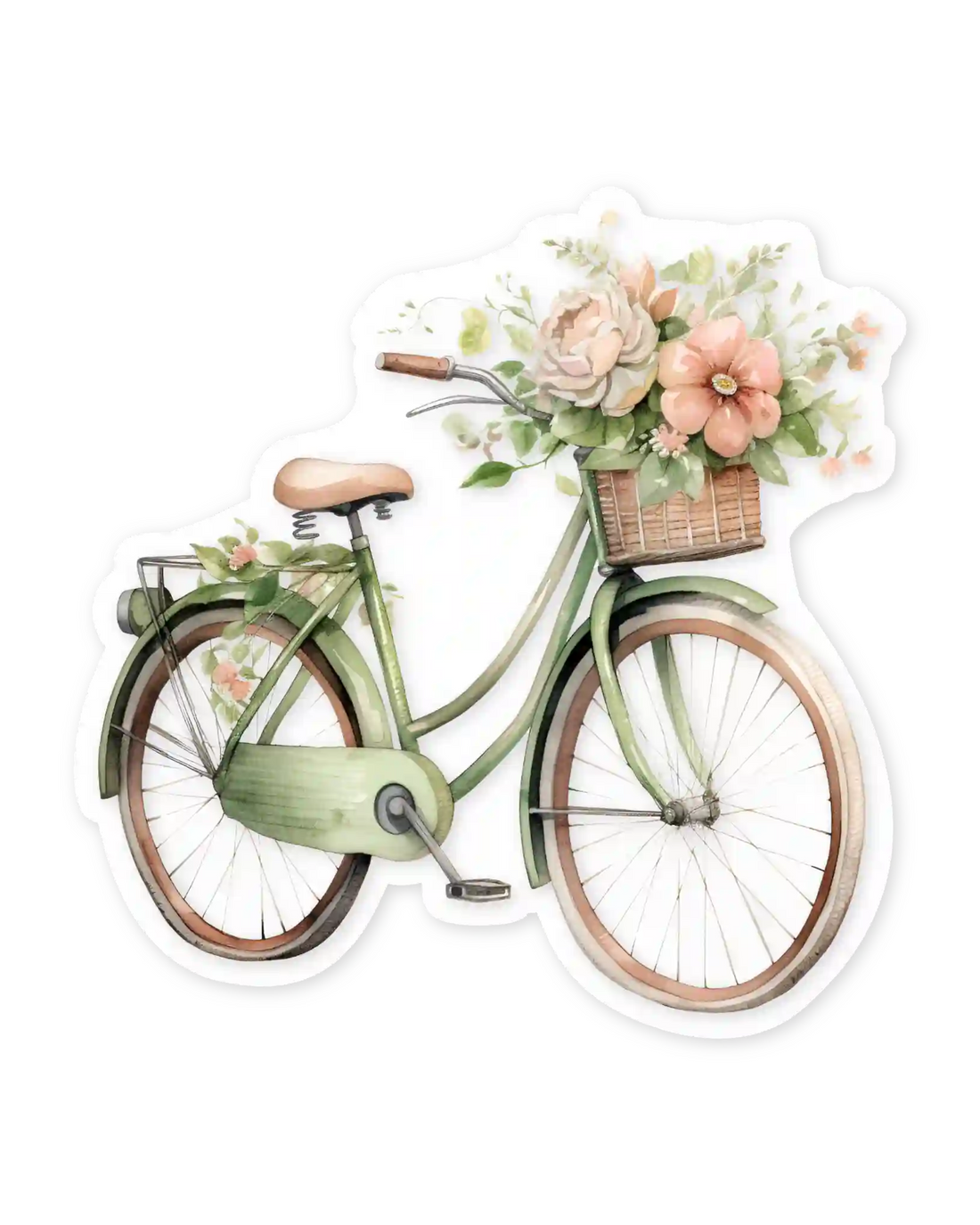 Naljepnice za planer Spring garden, ilustracije detalj bicikl s korpom punoj cvijeća