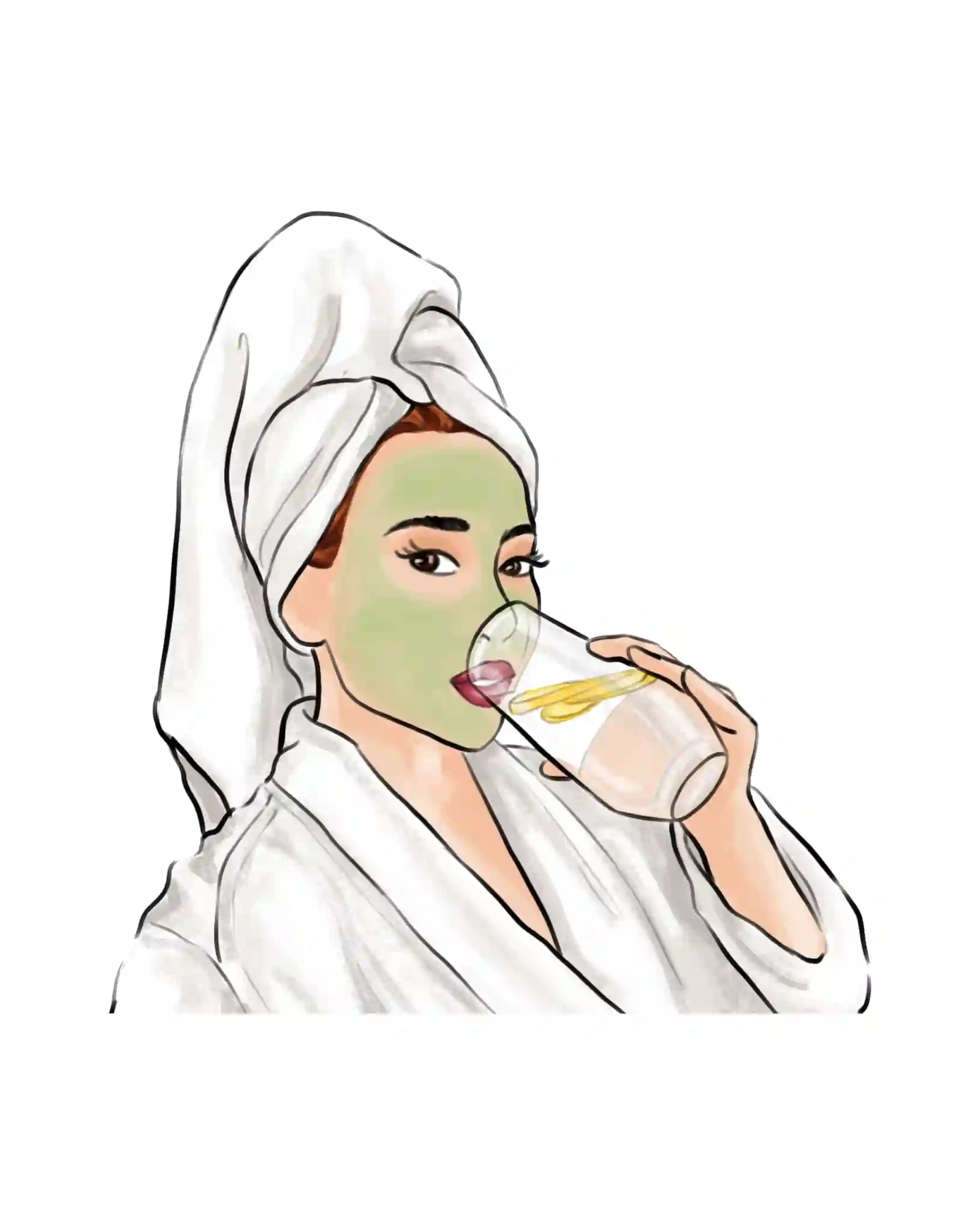 Napljepnice za planer That Girl ilustracije detalj žena  s maskom za lice pije limunadu