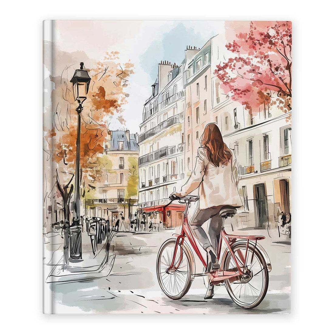 Ilustracija djevojke na biciklu u Parisu