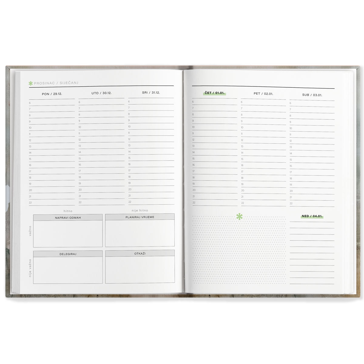 Business planer 2026 tjedni planer pregled od ponedjeljka do nedjelje