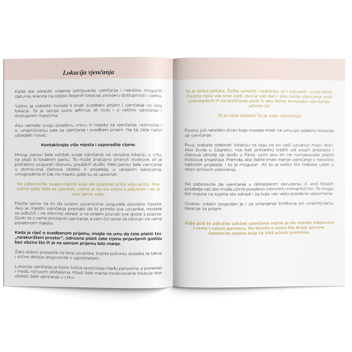 Stress free bride to be knjižica sa savjetima za vjenčanje, planner boutique, savjeti za odabir lokacije za vjenčanje