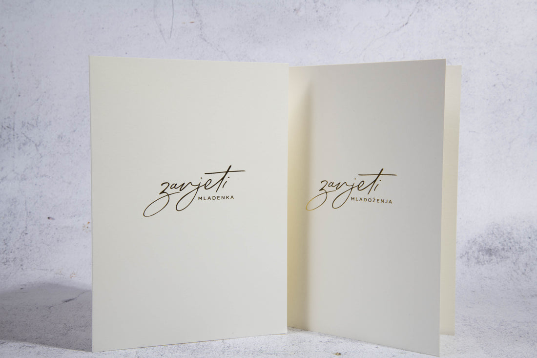 Kartice za zavjete za mladenku i mladoženju, bija kartica sa zlatotiskom, Planner Boutique