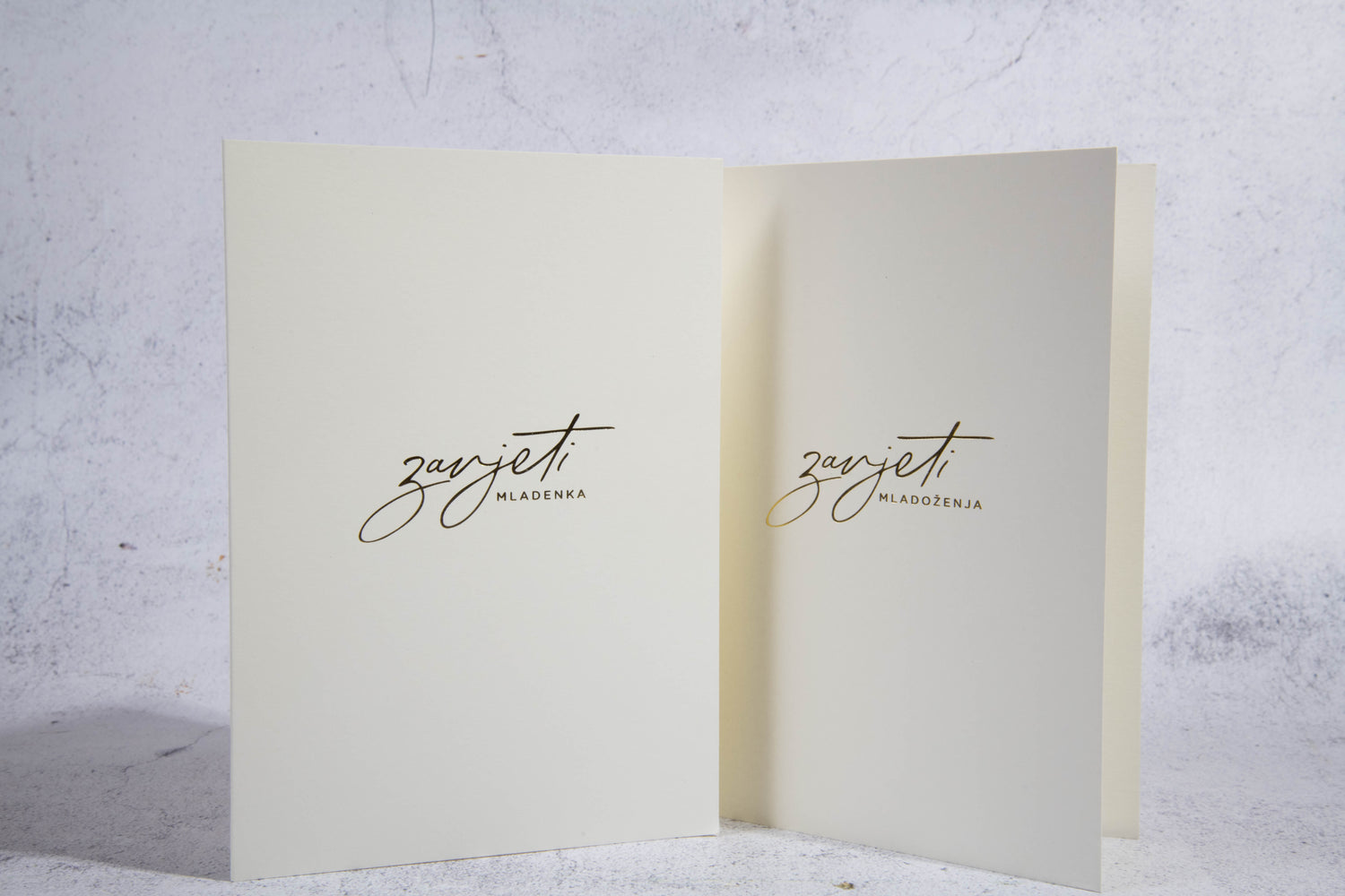 Kartice za zavjete za mladenku i mladoženju, bija kartica sa zlatotiskom, Planner Boutique