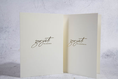 Kartice za zavjete za mladenku i mladoženju, bija kartica sa zlatotiskom, Planner Boutique