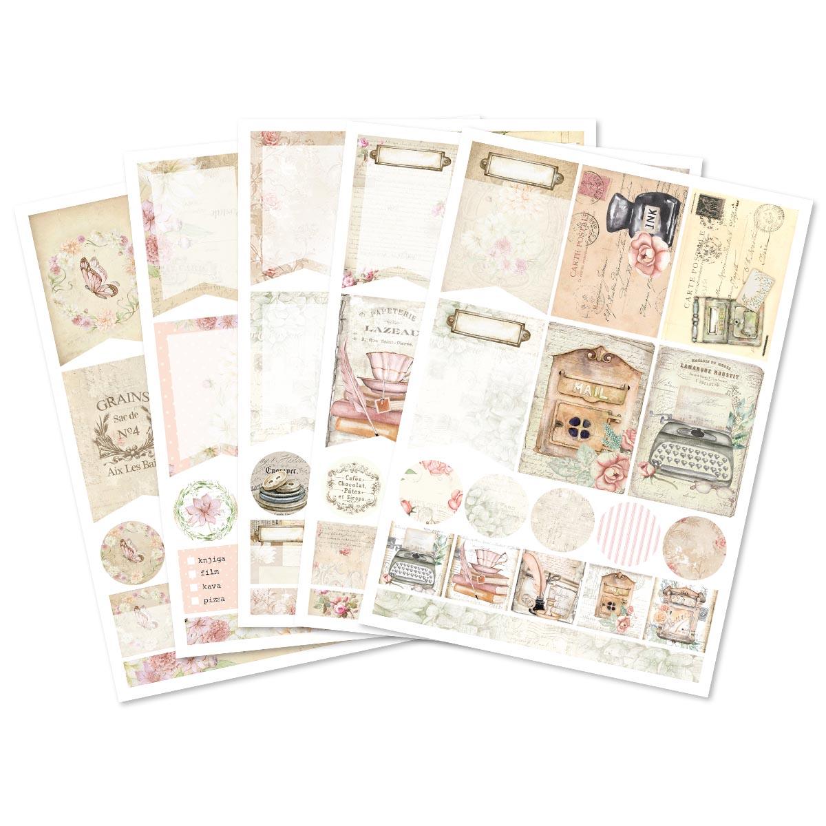 Naljepnice za planer, Vintage kolekcija, 510 naljepnica za ukrašavanje planera i rokovnika, planner boutique, set vintage papers