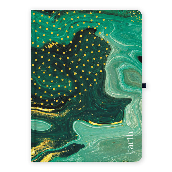 Ženski rokovnik 2023, dizajn apstraktni, zeleno zlatni, dimenzija 16,3 cm x 11,7 cm, 224 strane